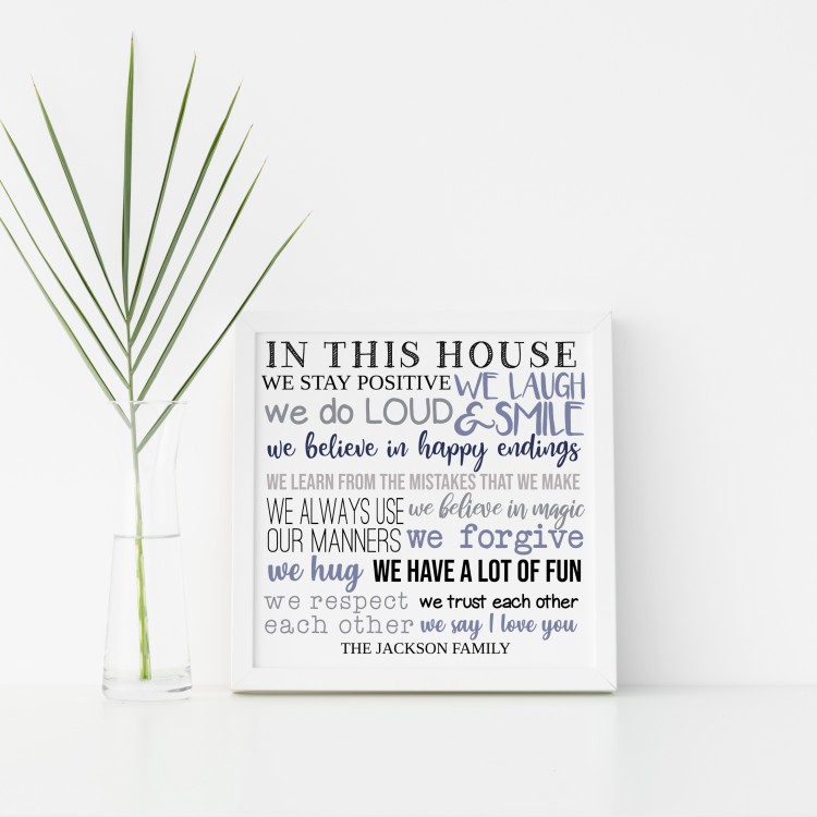 In this house we... Square Typography Poster