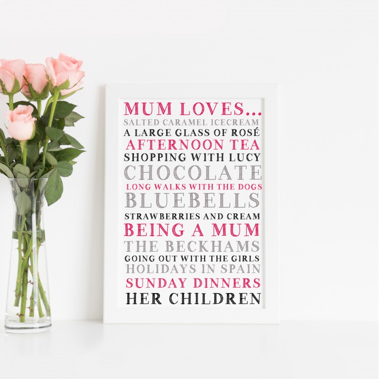 Mum Loves Typography Poster