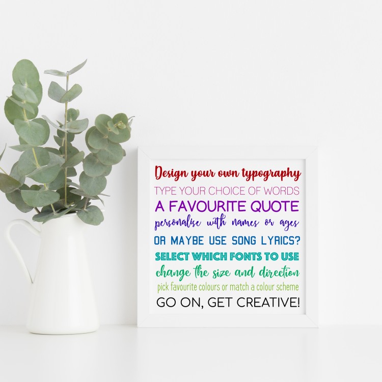 Design your own Square Typography Poster - Background colour choices